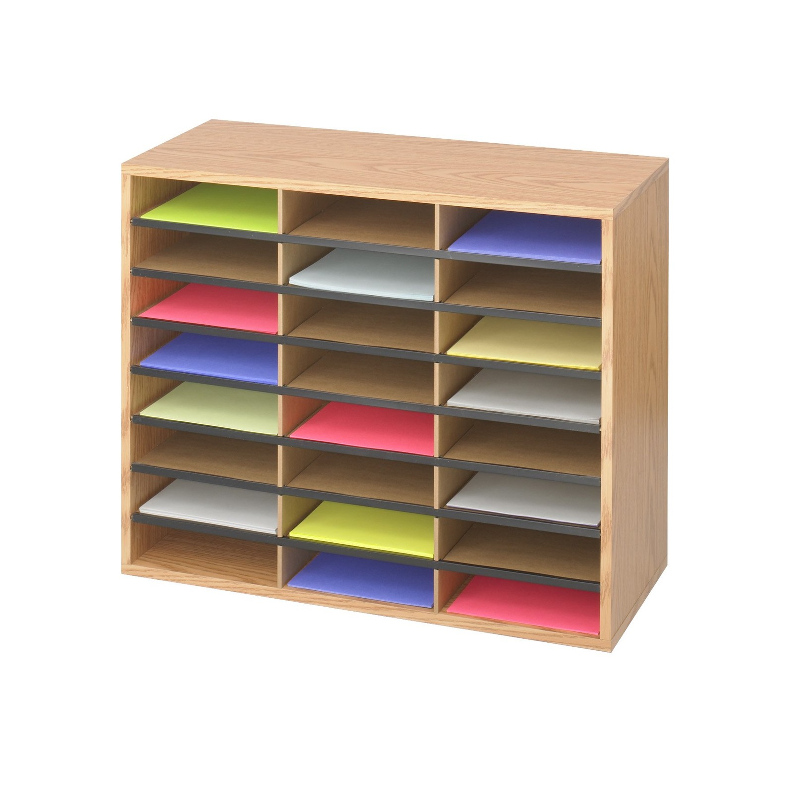 Safco Products Wood/Corrugated Literature Organizer, 24 Compartment, 9402MO, Med