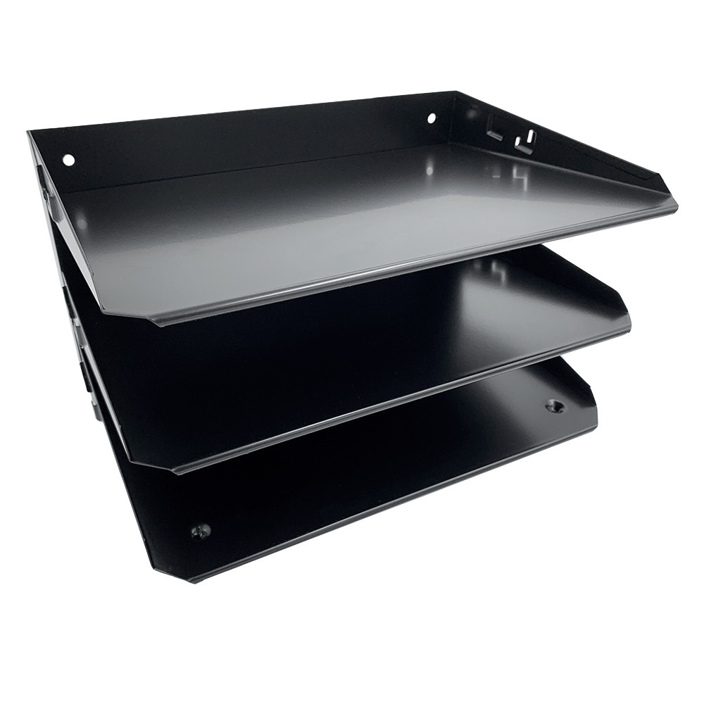 Huron Horizontal 3 Slot Steel Desk Organizer/Sorter Black HASZ0159