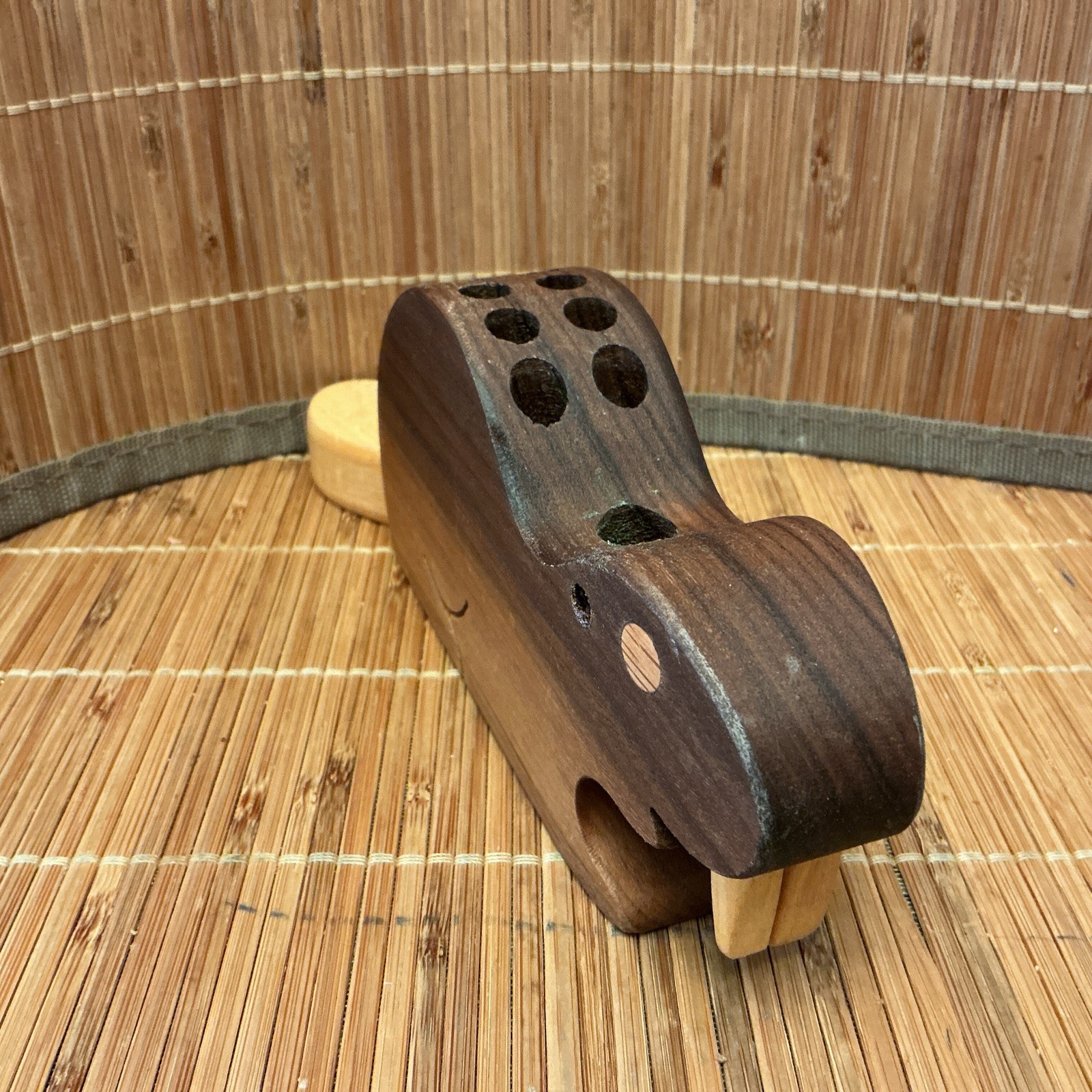 Wooden Beaver pencil Holder Desk Organizer Handmade