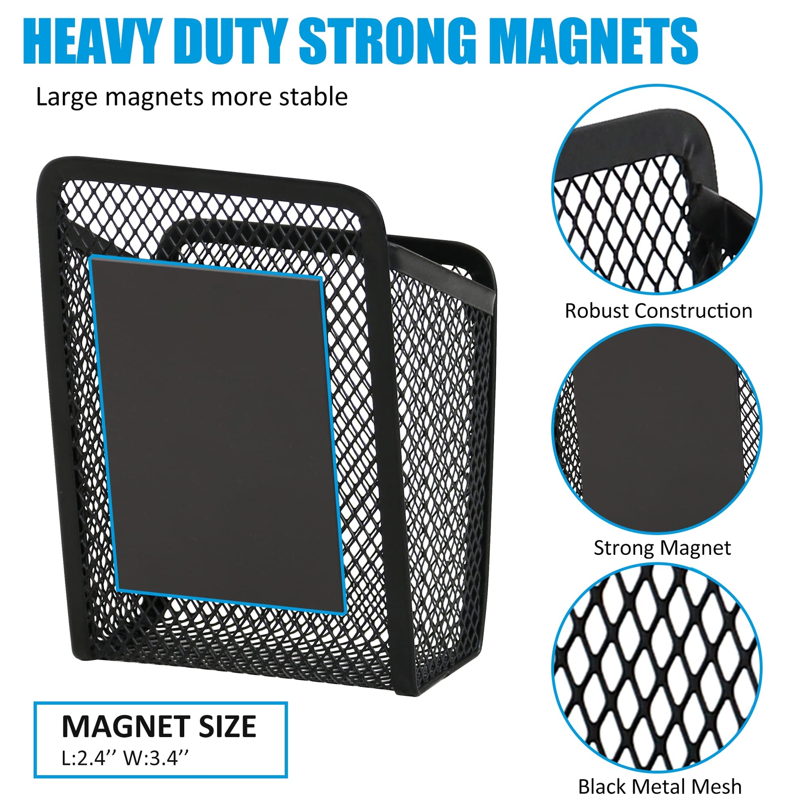 Stainless Steel Magnetic Mesh Pencil Holder Utensil Basket Storage for Kitchen