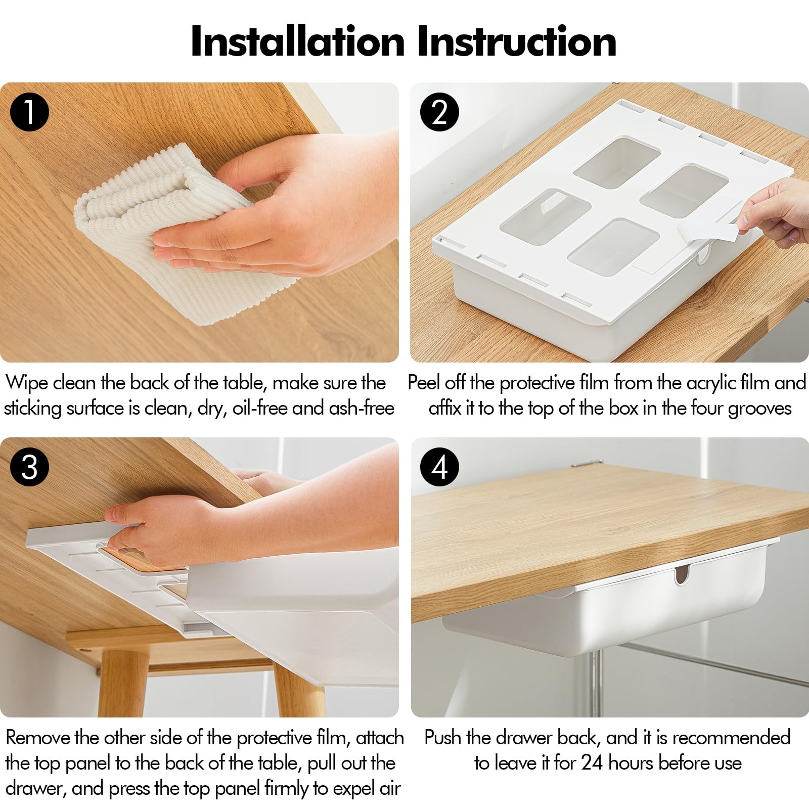 Large White Under Desk Drawer SelfStick Storage Organizer For Office