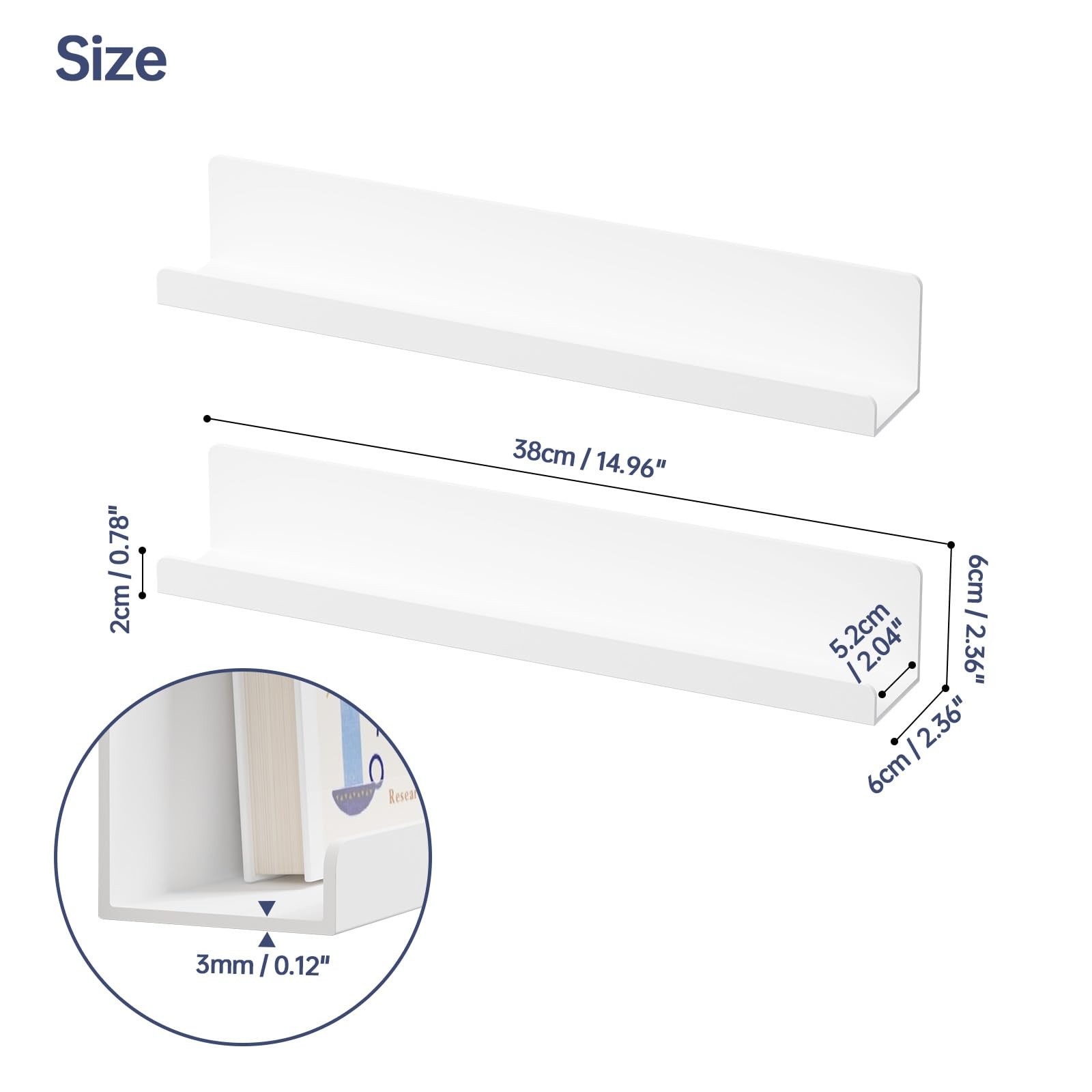 2 Pack Magnetic Book Shelf for Whiteboard, 15 Inch Reusable Acrylic Magnetic …