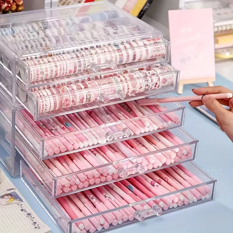 3/5Layer Acrylic Drawer Clear Office Organizer Drawer for Desk, Pencil Holder La