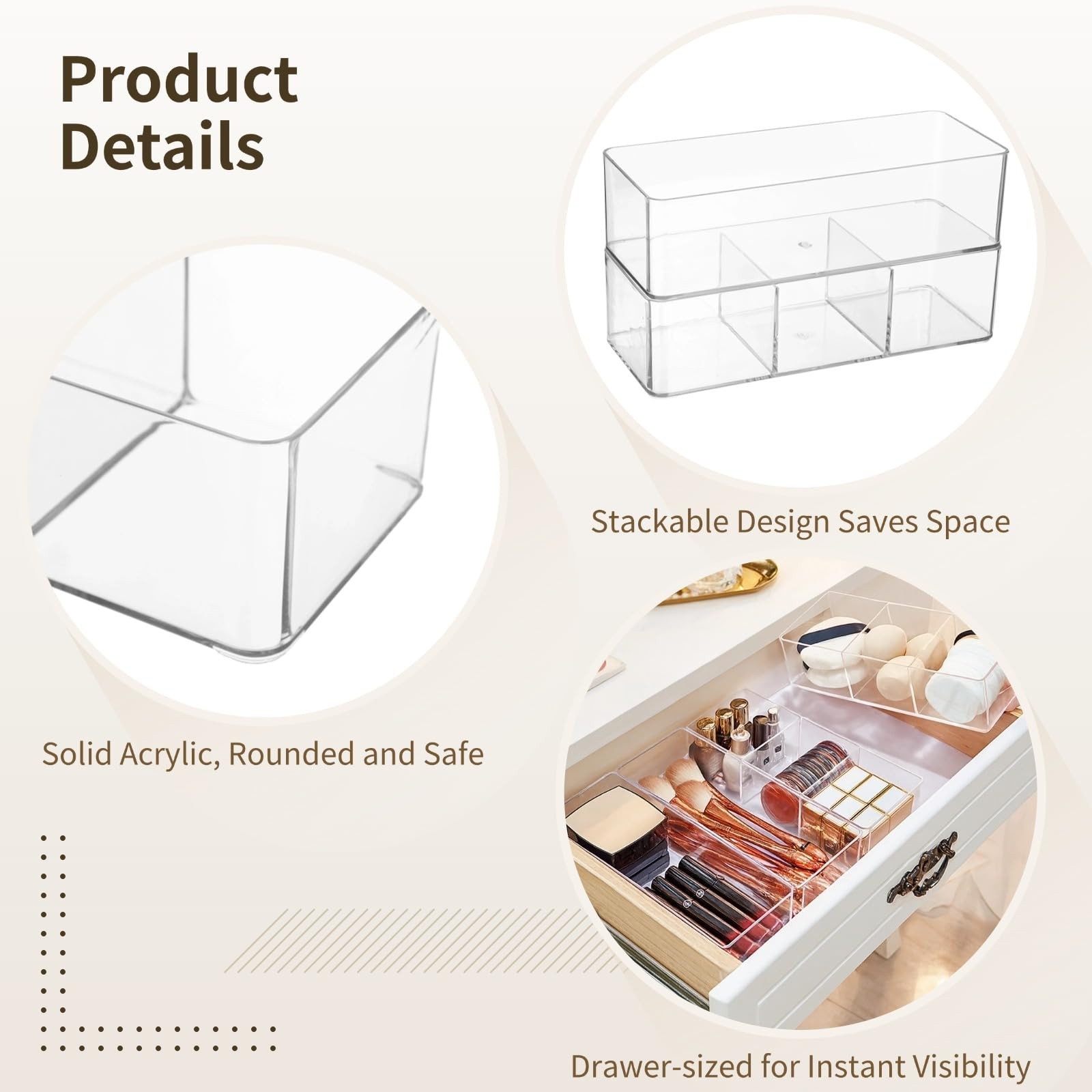 OMISTAR 2 Pcs Acrylic Makeup Organizer Set, Clear Countertop Transparent