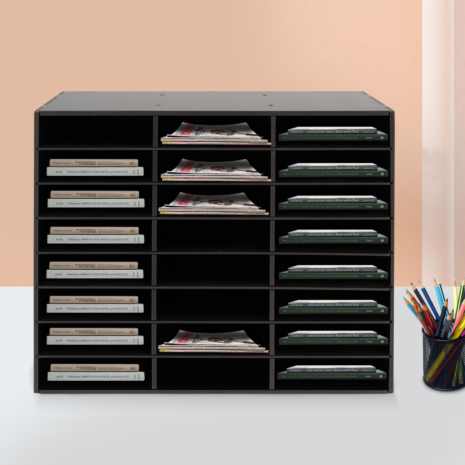 Literature Organizer Office Desktop Files Holder Paper Storage Sorter 24 Slots