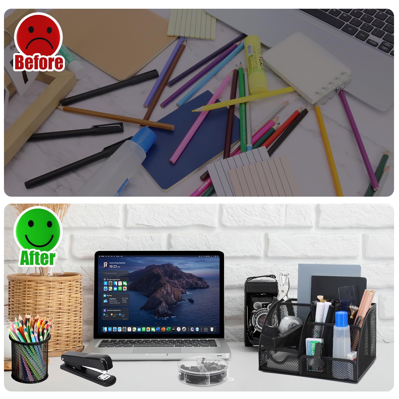 13-in-1 Office Desk Organizer Set with Stapler and Tape Dispenser, Pen Holder…