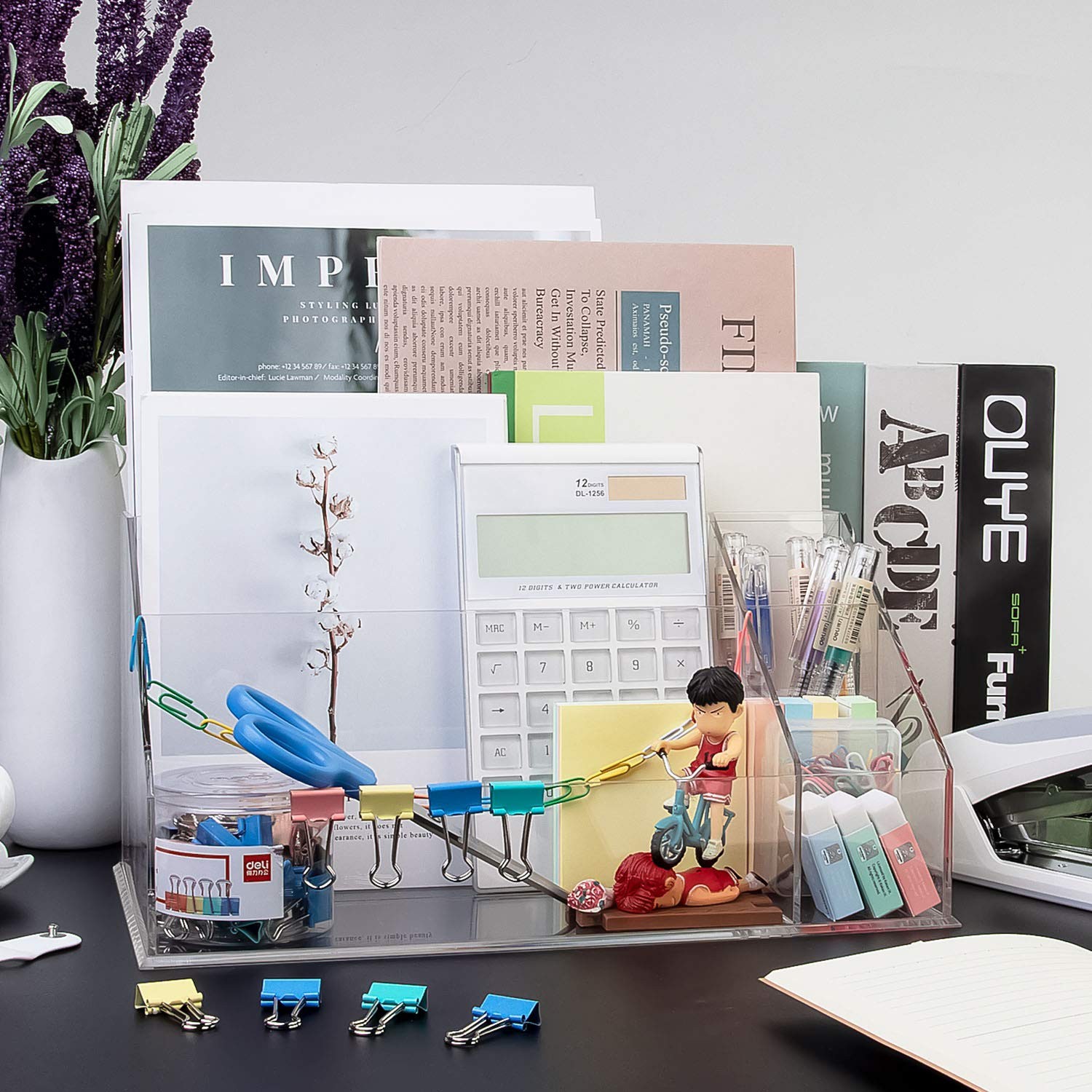 YestBuy Acrylic Desk Organizer, Clear Paper Tray Organizer with
