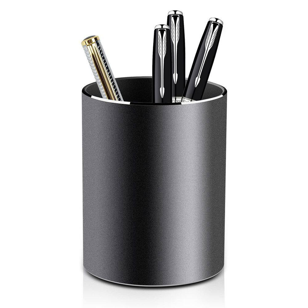 3.15 X 3.15 X 3.94 In. Aluminum round Pen Holder for Desk, Office, School, Home