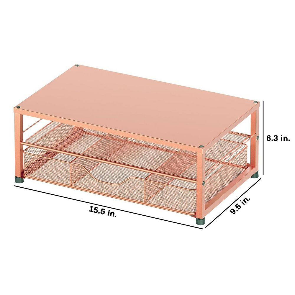 Gold 15.5 In. X 6.3 In. Metal Modern Desk Organizers with Drawer and 2 Pen Holde