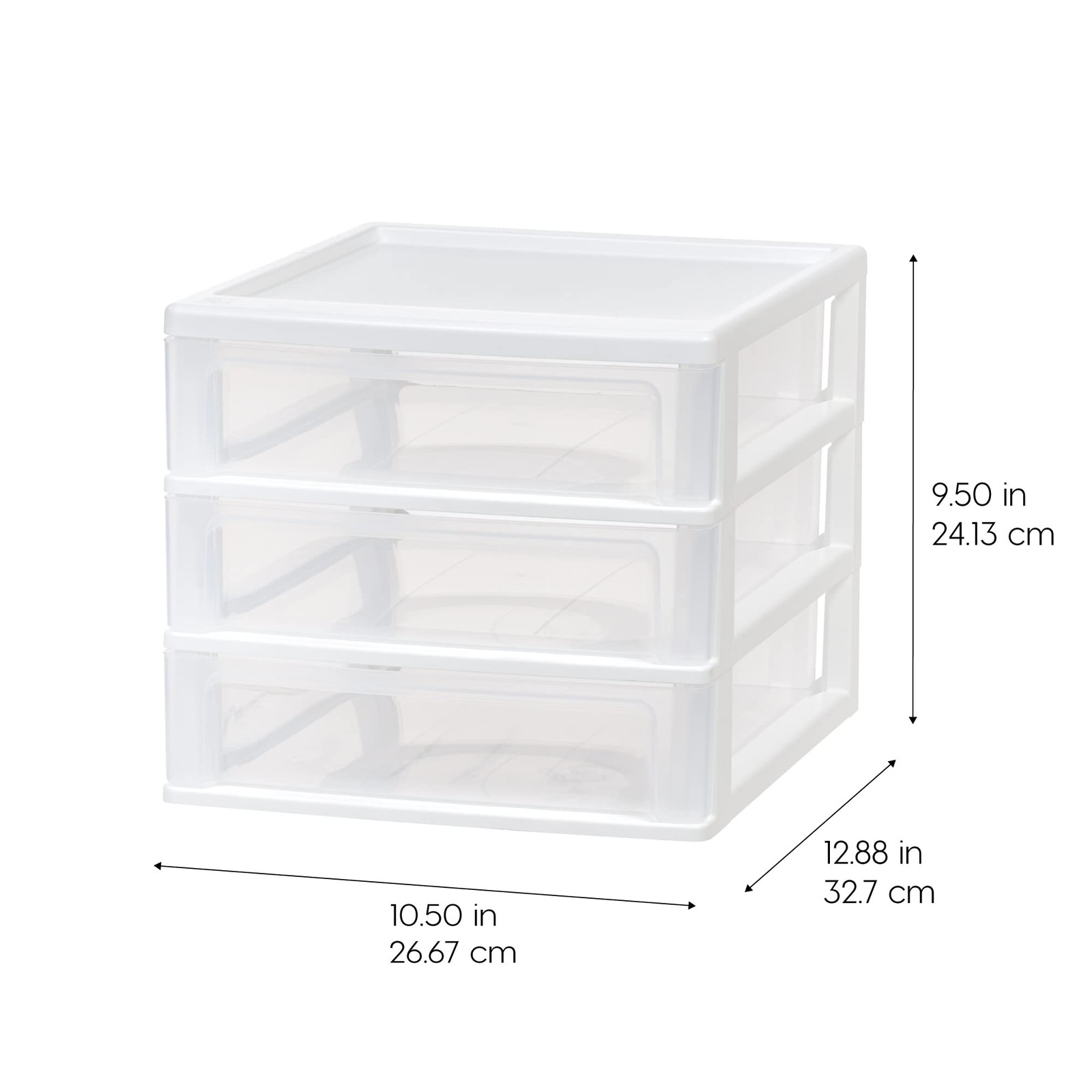IRIS USA Medium 3-Drawer Stacking Desktop Organizer, 1 Pack, Medium, White