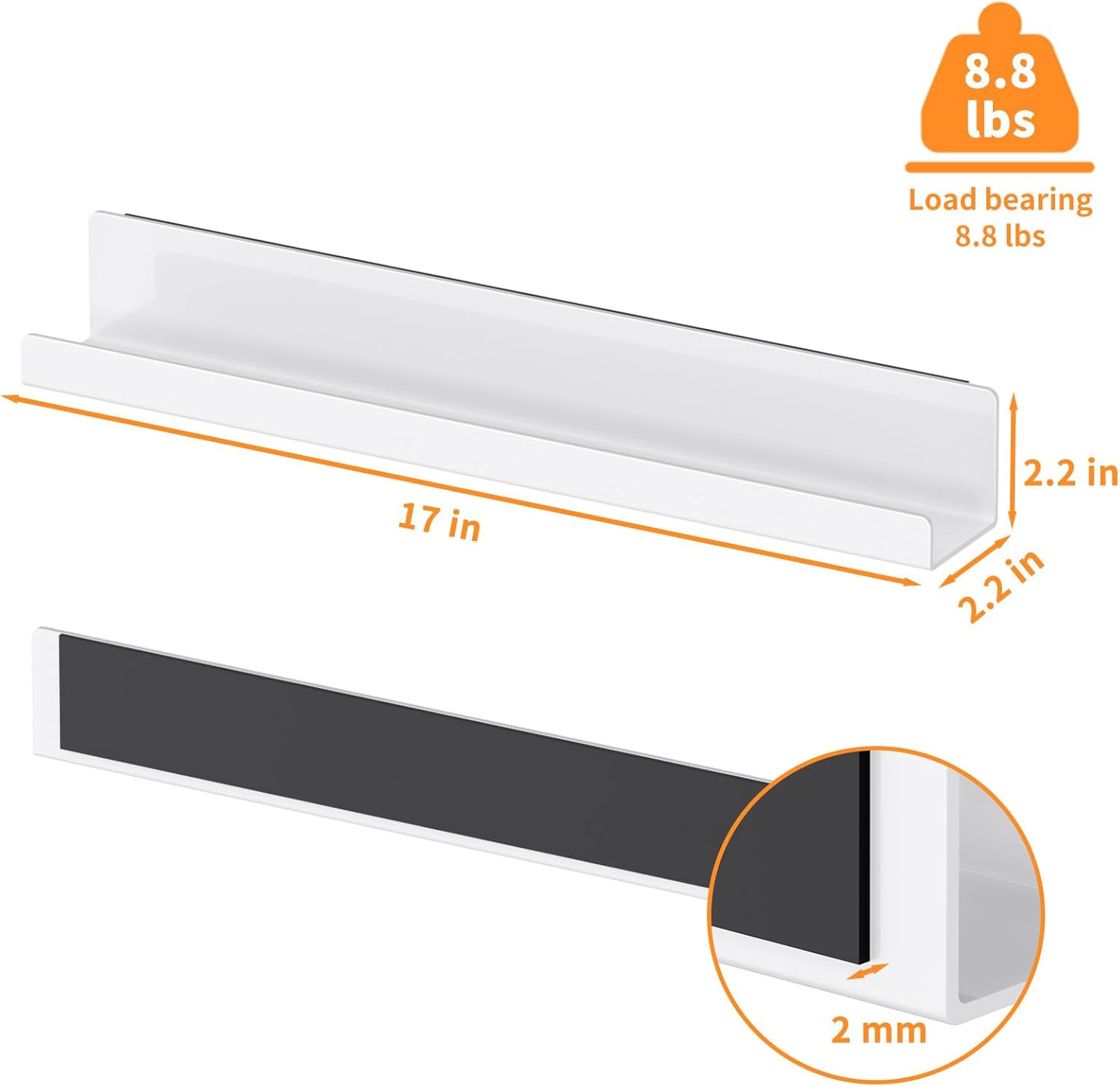 Magnetic Book Shelf for Whiteboard, Reusable Acrylic Book Display Shelf with Str
