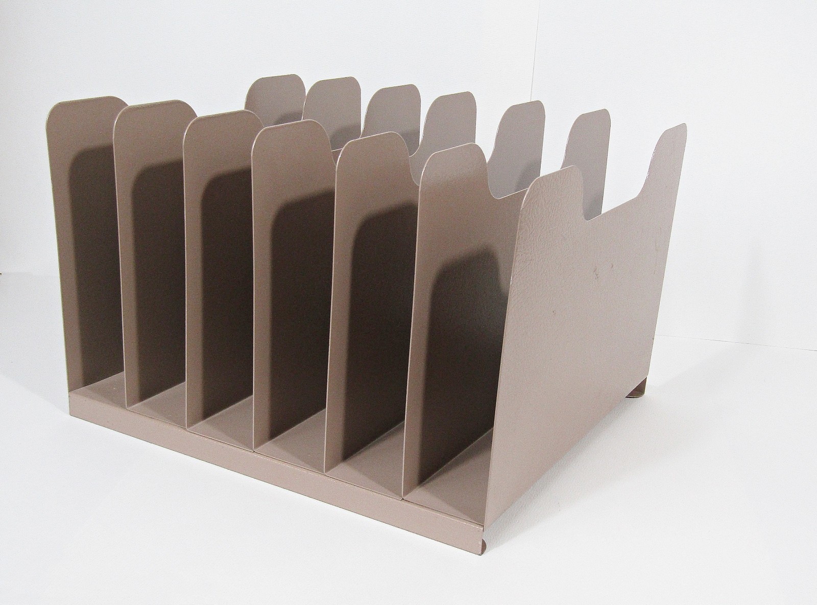 Vintage Wall-Mount Steel Letter File Organizer – 7-Tier Taupe Desk/Office