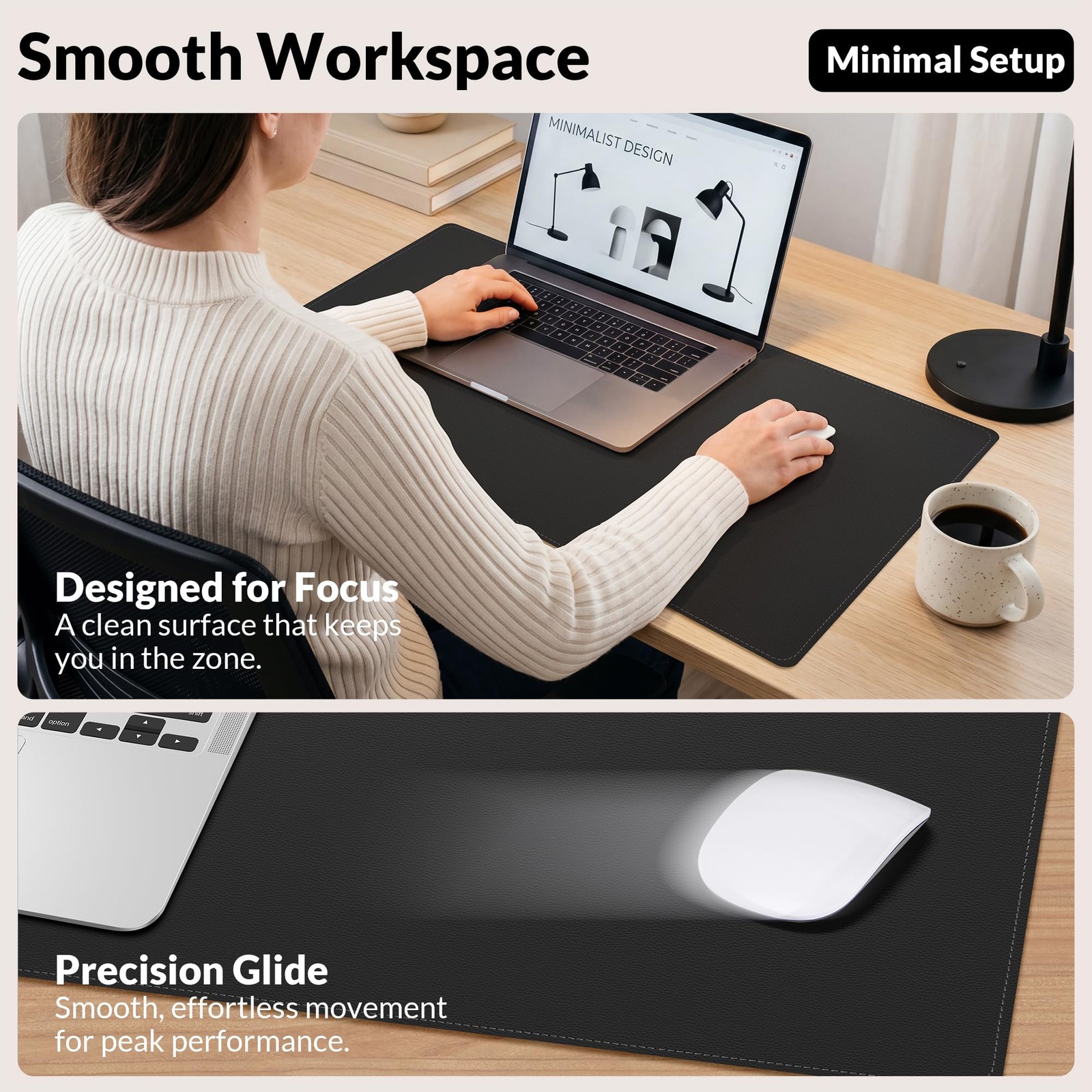 Afiing Desk Mat Black 31.5 X 17 Cork Desk Pad Protector A-3117-Black
