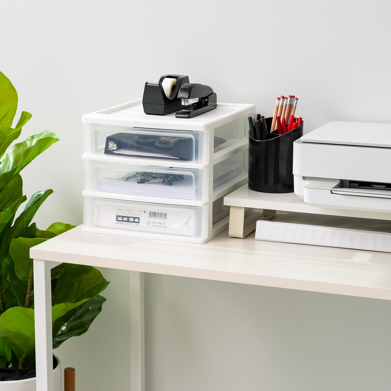 IRIS USA Medium 3-Drawer Stacking Desktop Organizer, 1 Pack, Medium, White