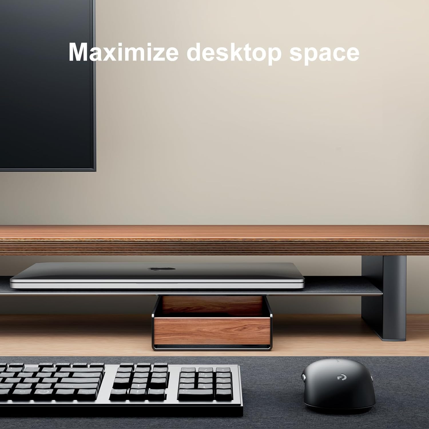 Desk Tray Organizer Drawer for Home Office, Walnut Desk Organizer Tray for Keys,