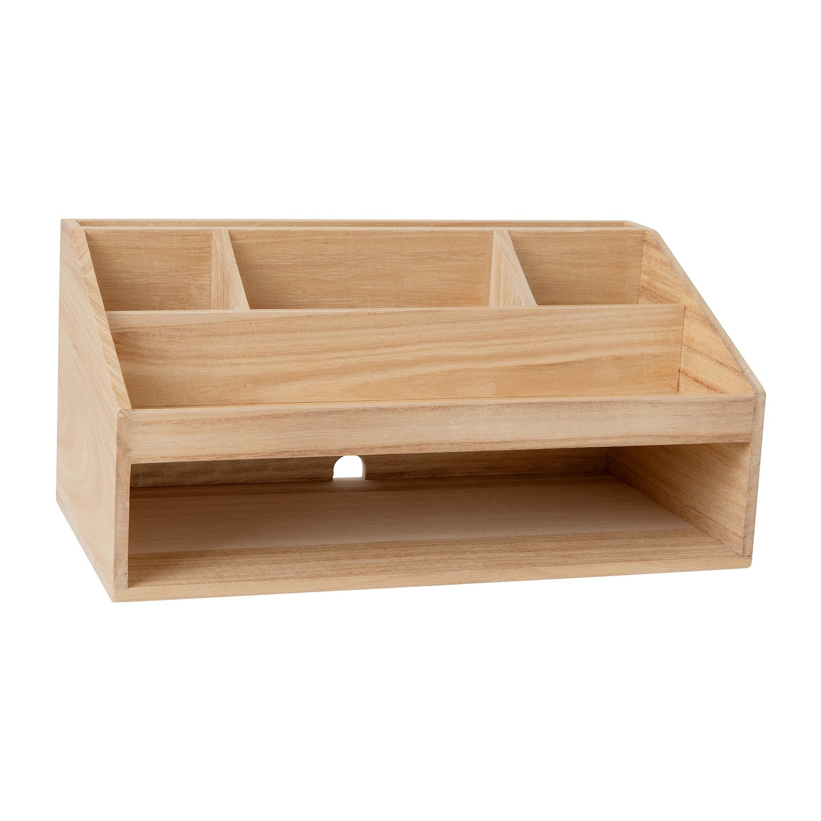 Martha Stewart Weston Wooden Desktop Organizer with Set of 1, Light Natural