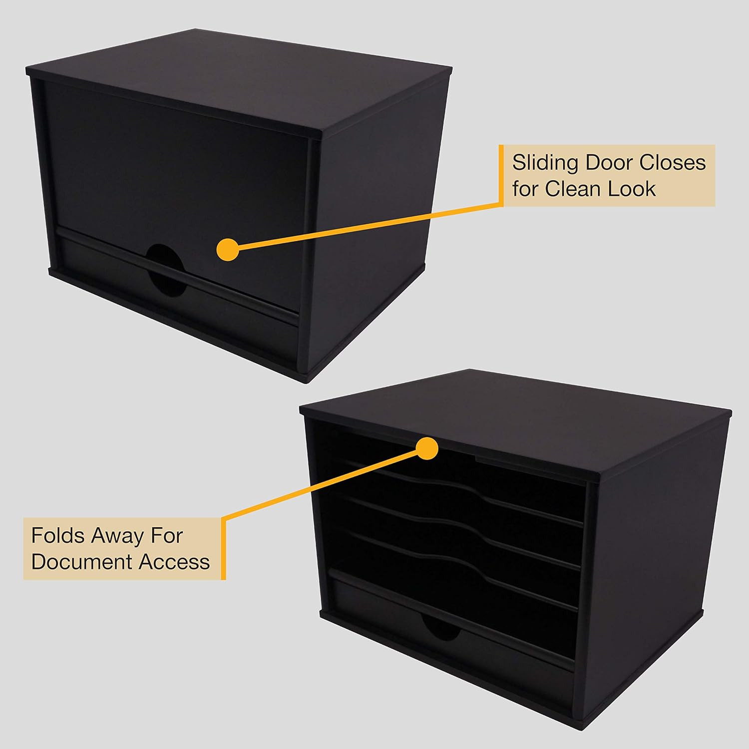 Wood Midnight Black Collection, 4-Shelf Desktop Organizer, Black, (4720-5)