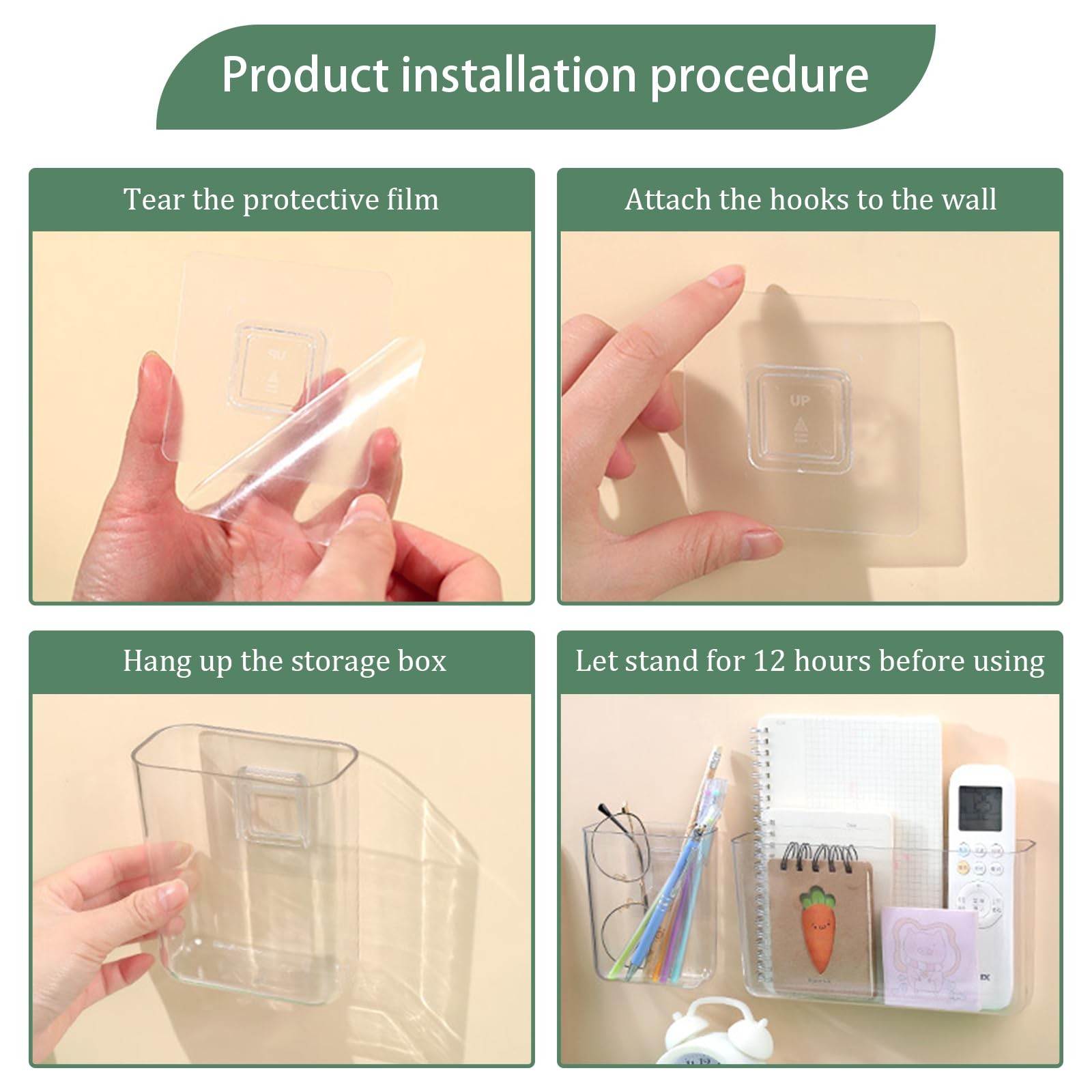 2 Pack Clear Wall Mount Remote Control Pen Holder No Drilling, Adhesive Acryl…