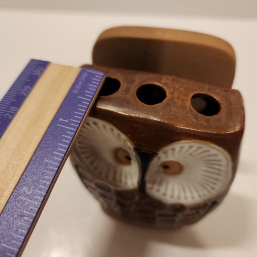 Vtg Brown Owl 4″ Stoneware Pen Letter/NotePad/Napkin Holder UCTCI Japan Ceramic