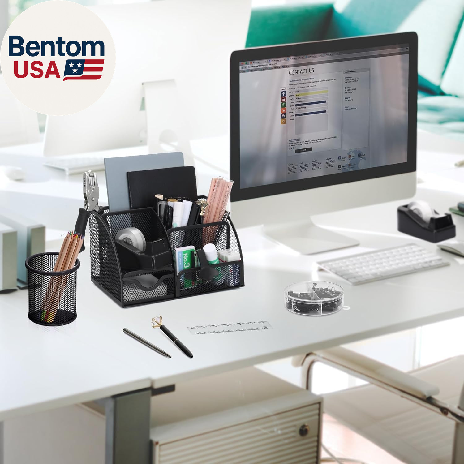 13-In-1 Office Desk Organizer Set with Stapler and Tape Dispenser, Pen Holder, S