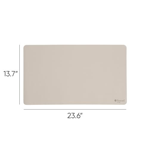 Smead Desk Pad, Vegan Leather Desk Mat with Non-Slip Small (23.6″x13.7″) Beige