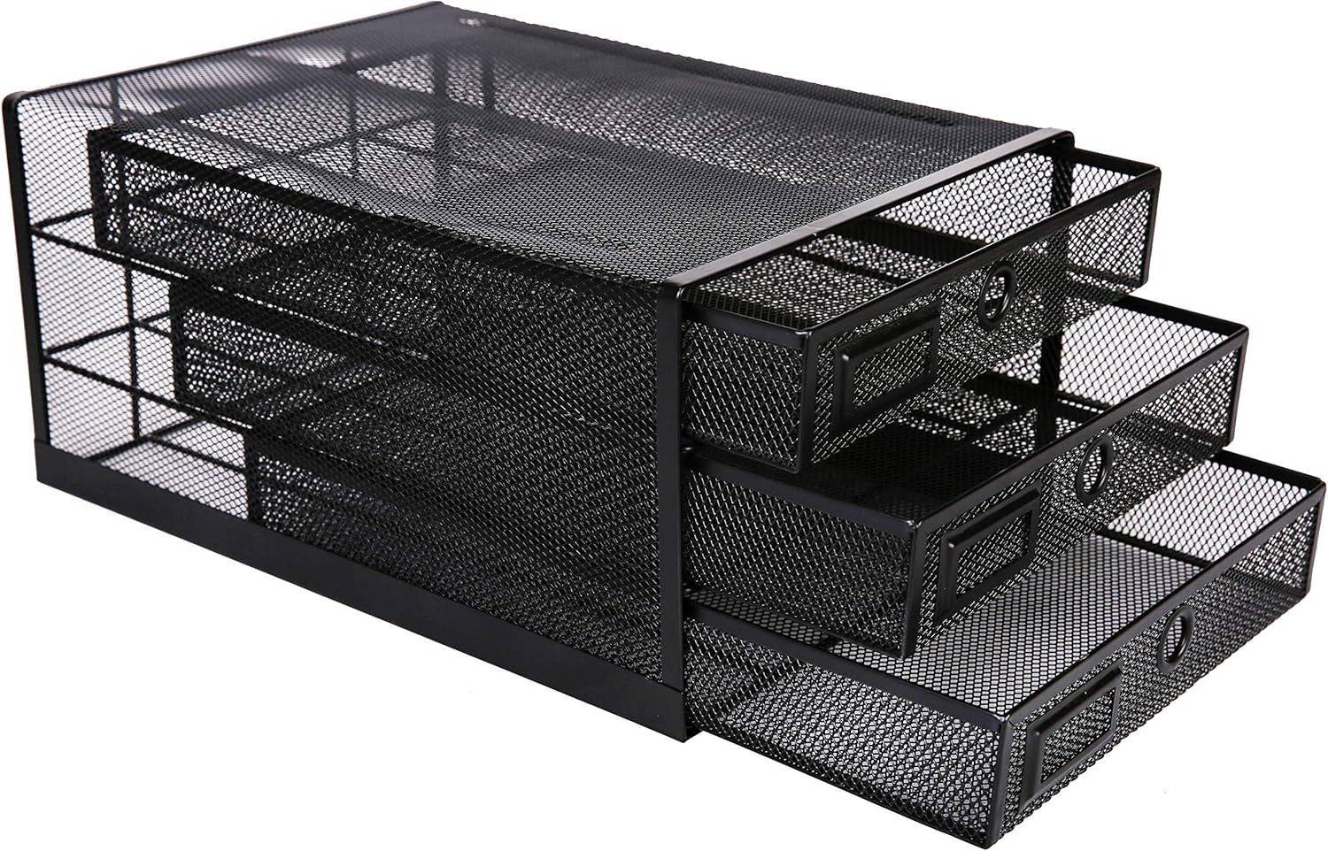 Annova Desk Organizer Wire Mesh 3 Tier Sliding Drawers Paper Sorter/Multifunctio