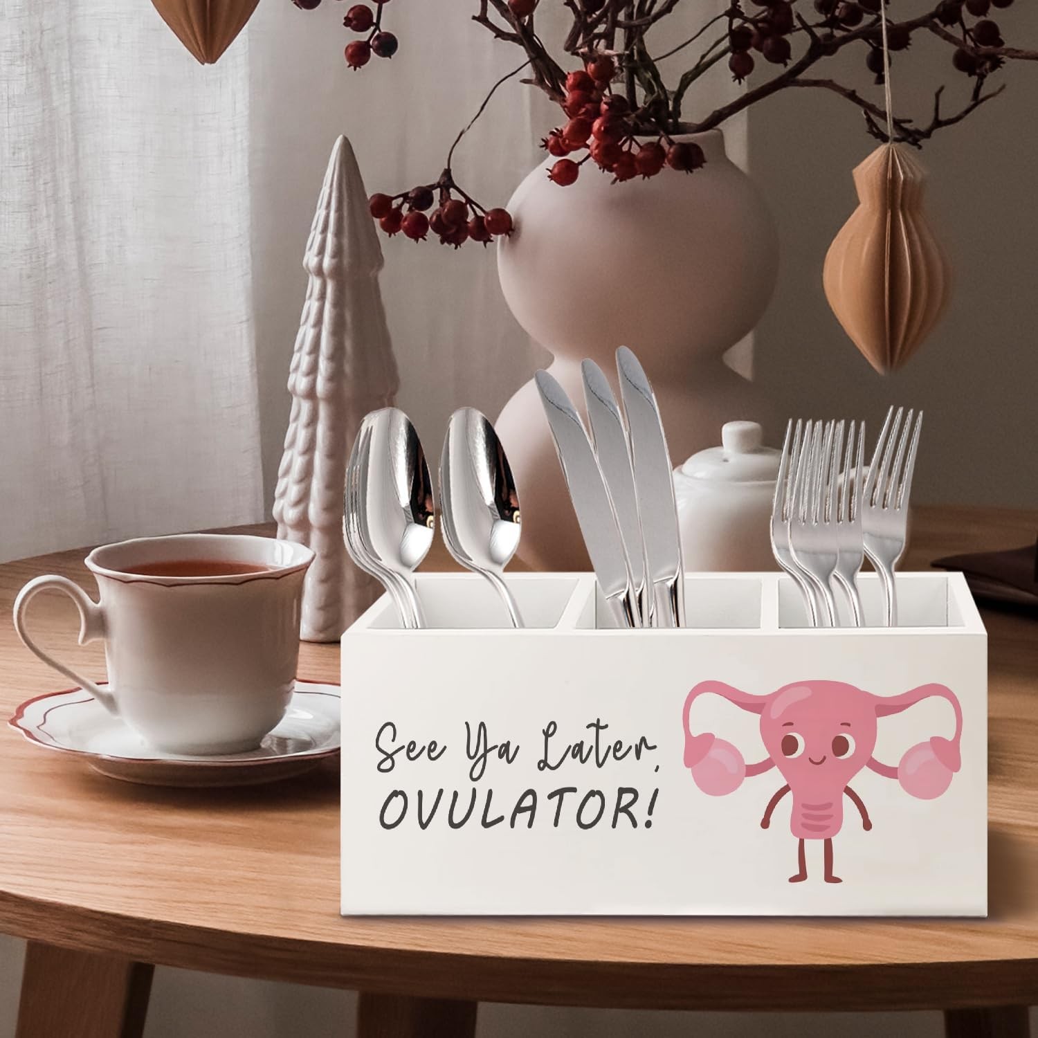 Hysterectomy Gifts Wooden Pen Pencil Holder for Office Desk Accessories