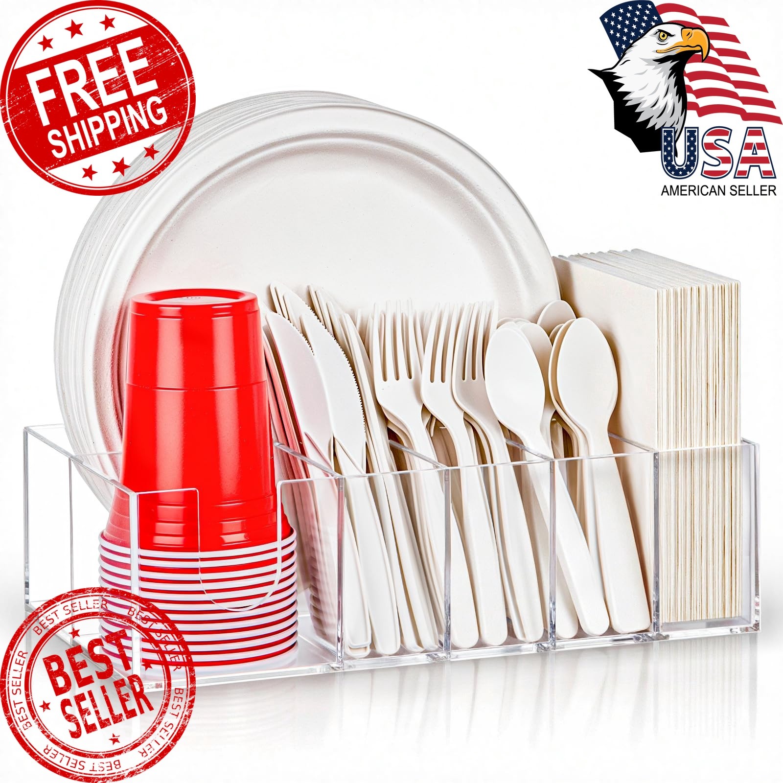 NACIMAX Acrylic Paper Plate Organizer