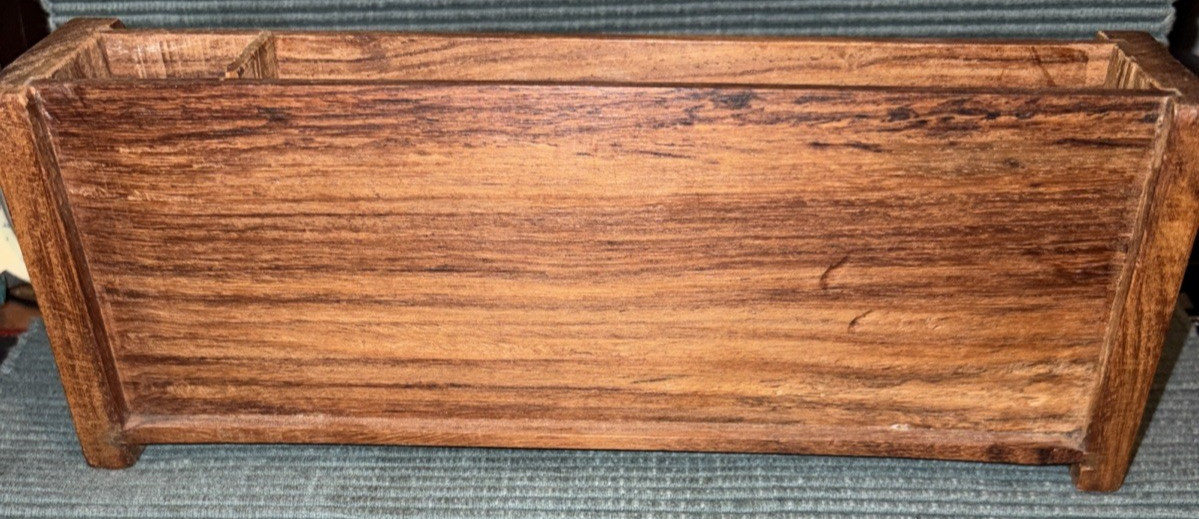 Letter Desk Organizer Wood With Brass Ivy Inlay Two Sections