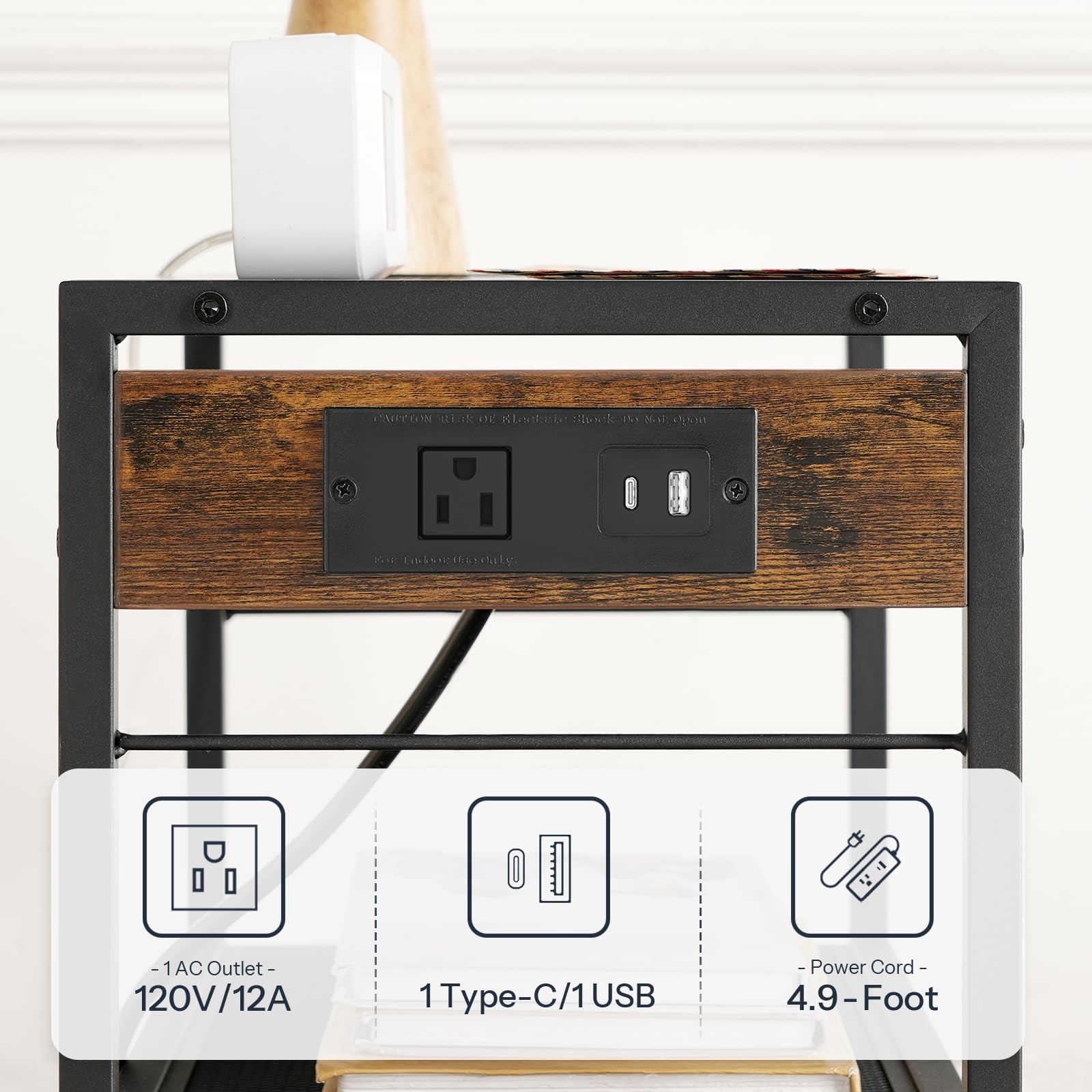 HOOBRO Industrial Printer Stand, 16.5” x 11”x 25.2”, Rustic Brown + Black
