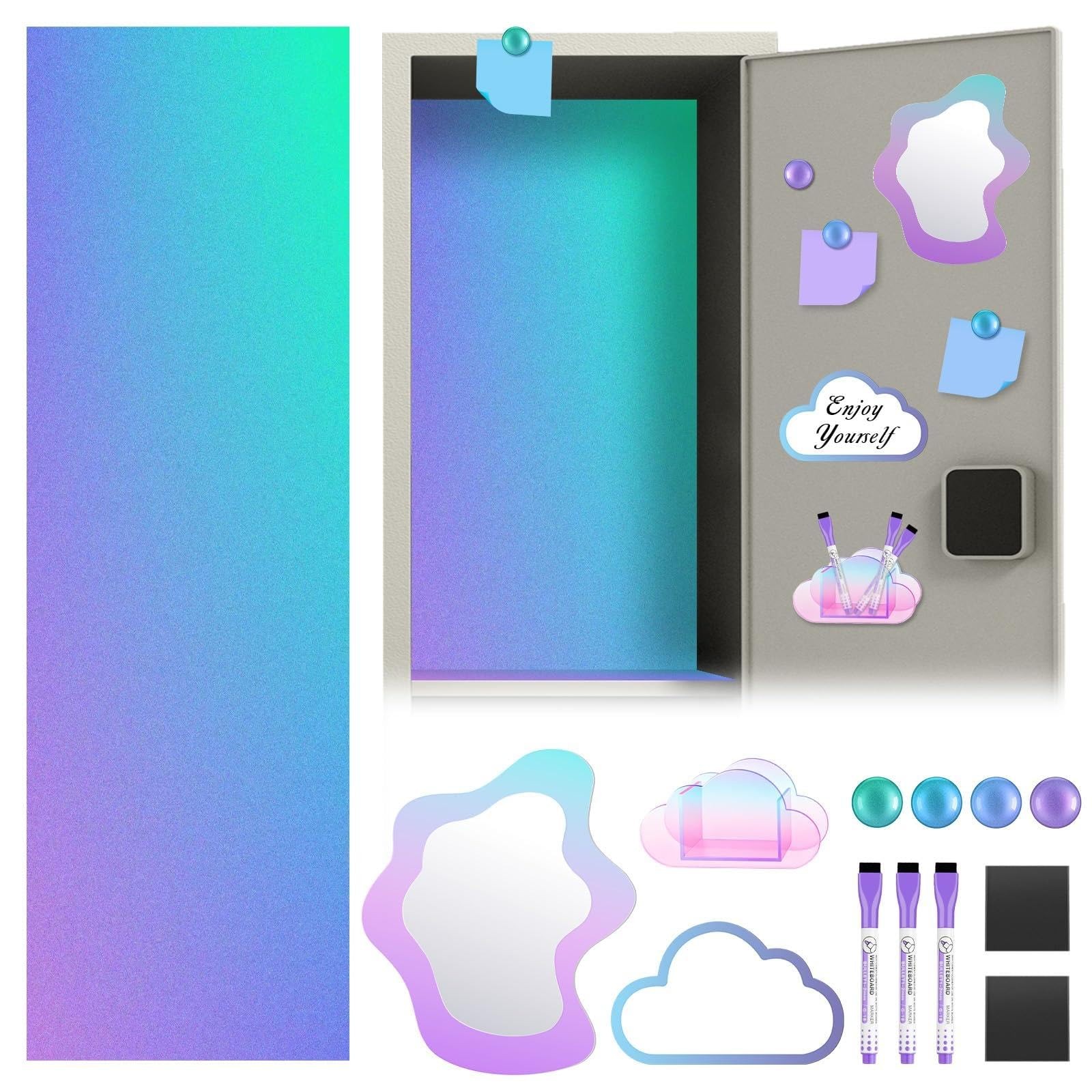 Magnetic Locker Kit Colorful Purple Back to Essentials Locker Organizer Suppl…