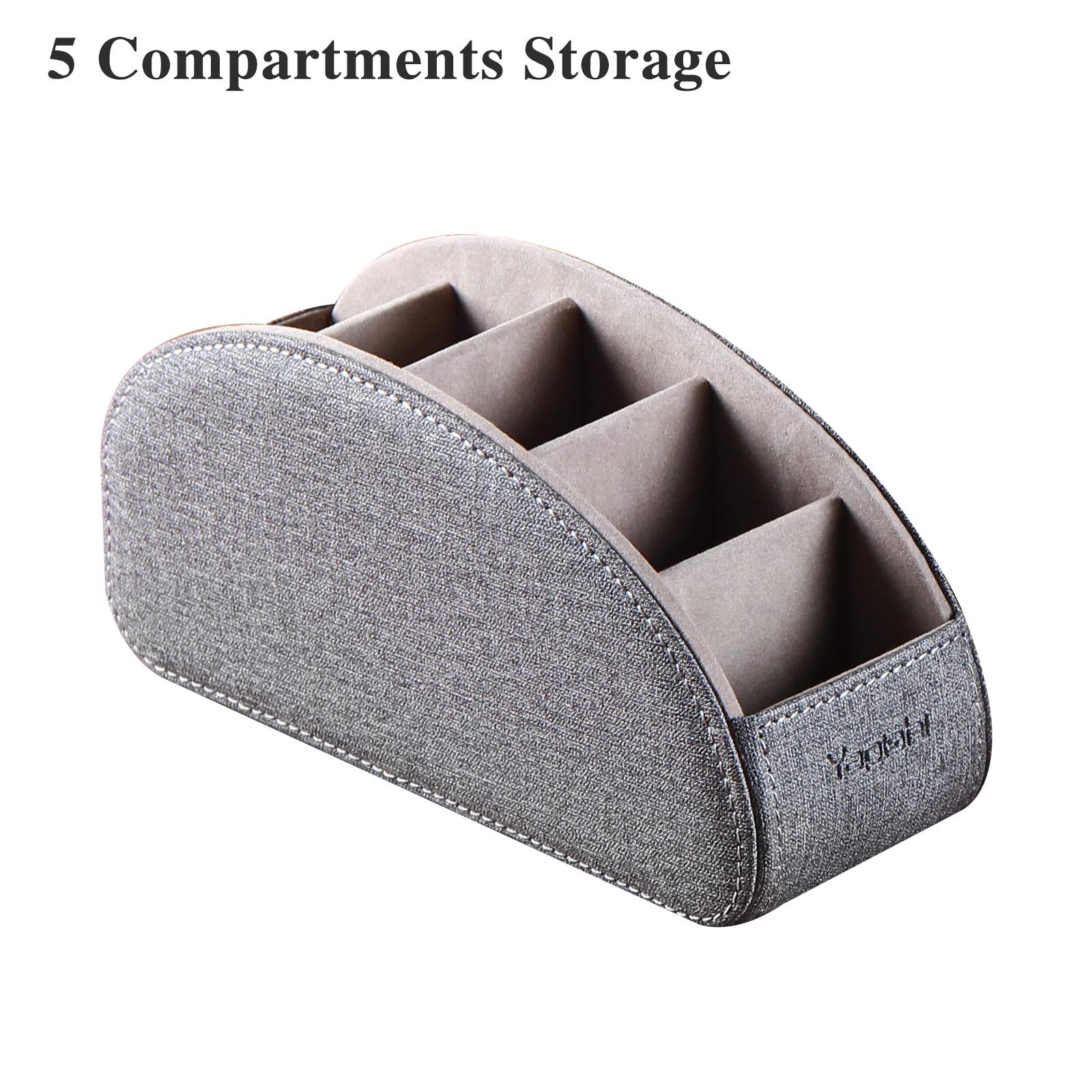 TV Remote Control Holder with 5 Compartments,Pu Leather coffee