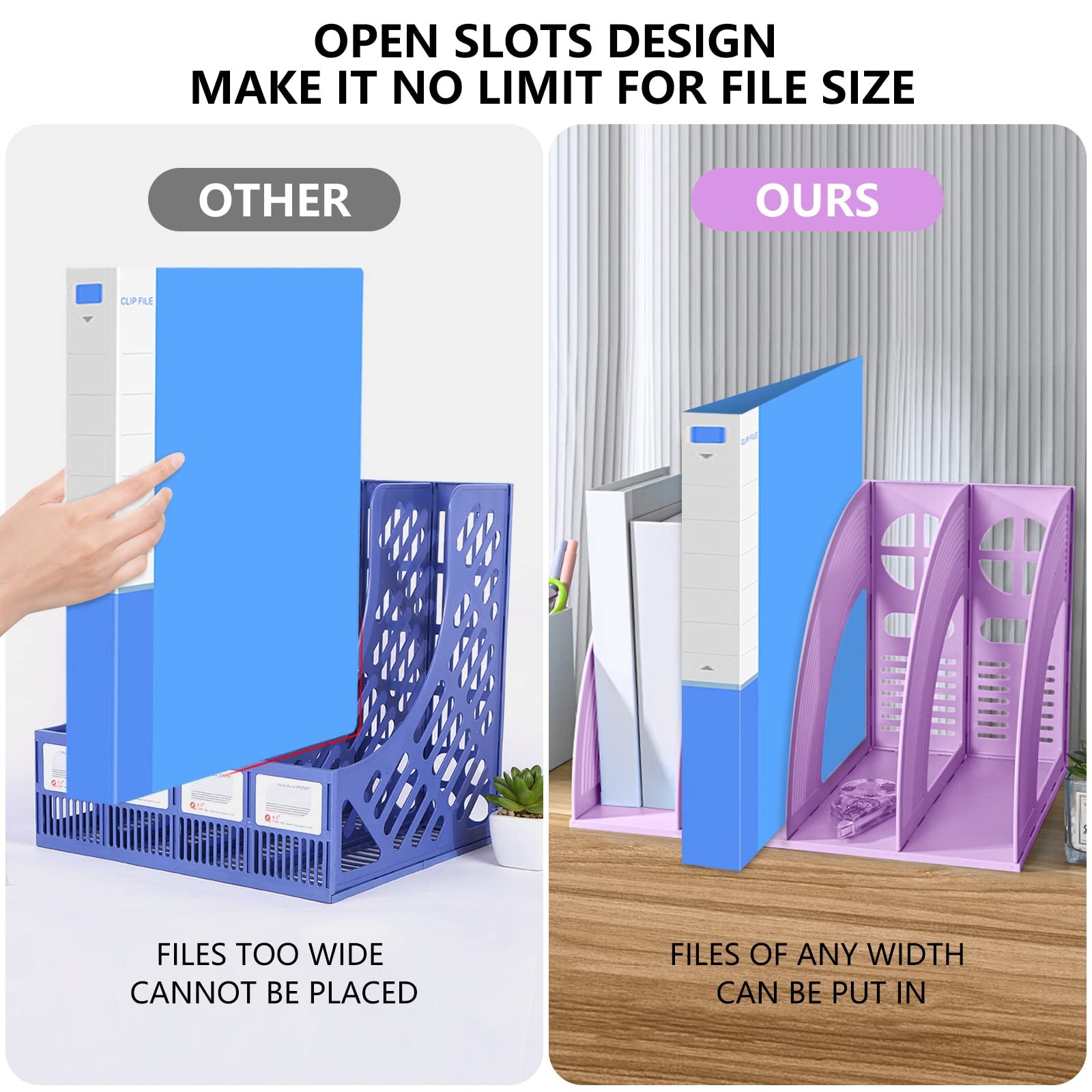 SAYEEC Sturdy Magazine Holder 4 Compartments Plastic Desktop File Organizer File