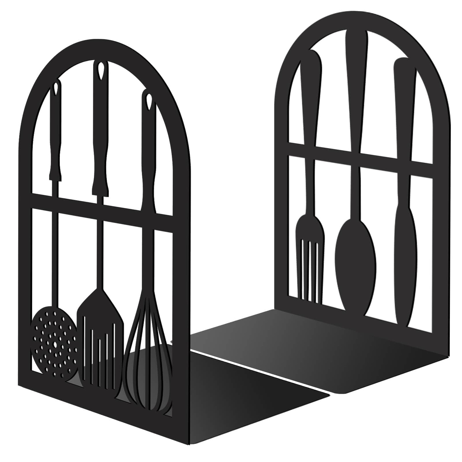 CRASPIRE 1 Pair Black Metal Bookends 4.7×3.5x7in(12x9x18cm), Tableware