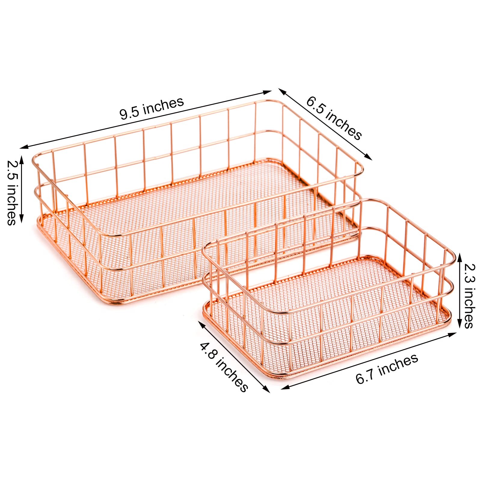 Hacaroa 4 Pack Rose 9.5 x 6.5 x 2.5 inches; 6.7 x 4.8 x 2.3 inches, gold