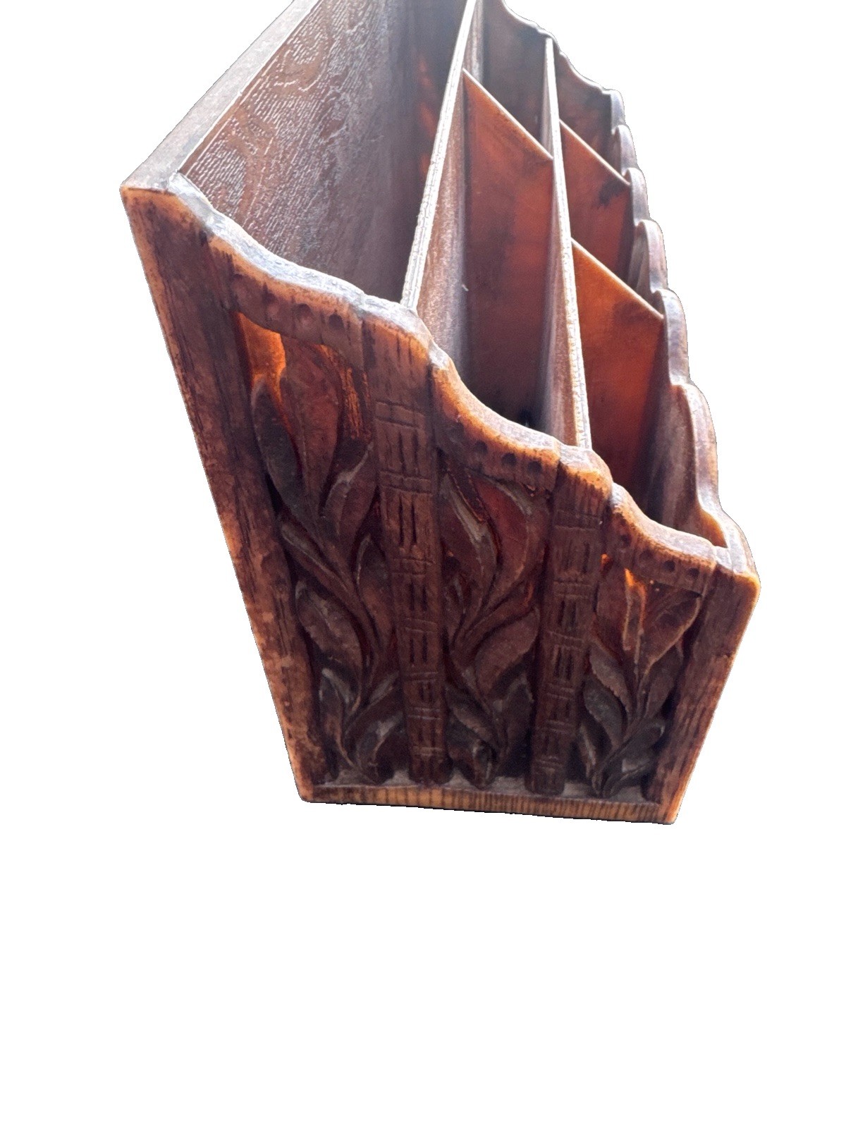 Vtg Lerner MCM Faux Wood Desk Organizer Letter Holder Caddy 1970s Retro Decor