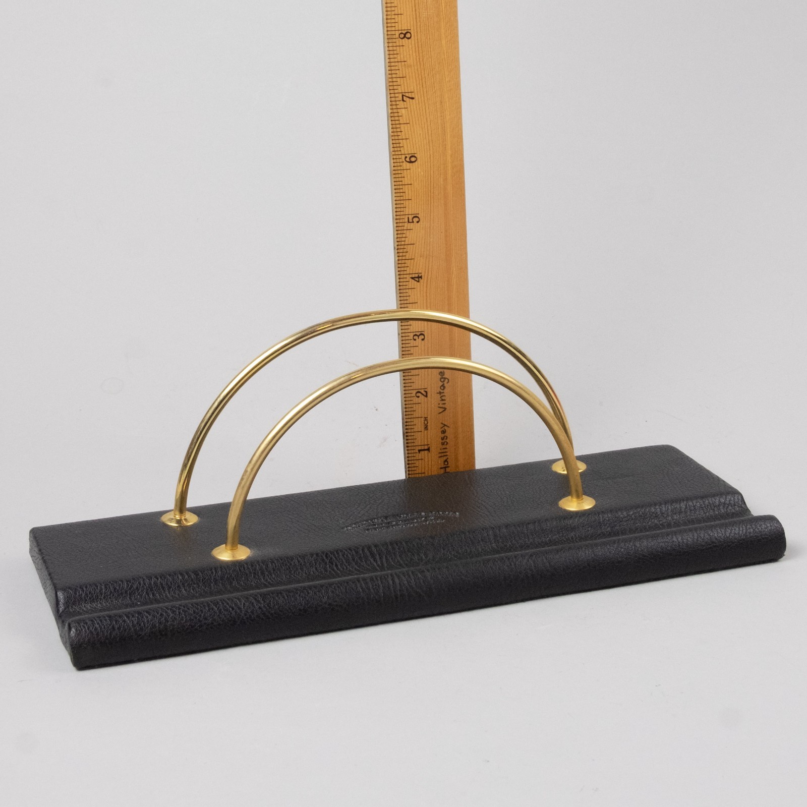 Vtg Letter holder Black Leather And Brass Embossed D. Steinberg & Sons Boston