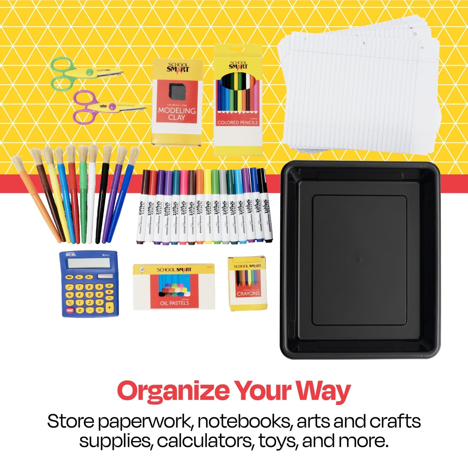 Storage Tray, Letter Size, 10 x 13 x 3 Inches, Black (1 Tray only)