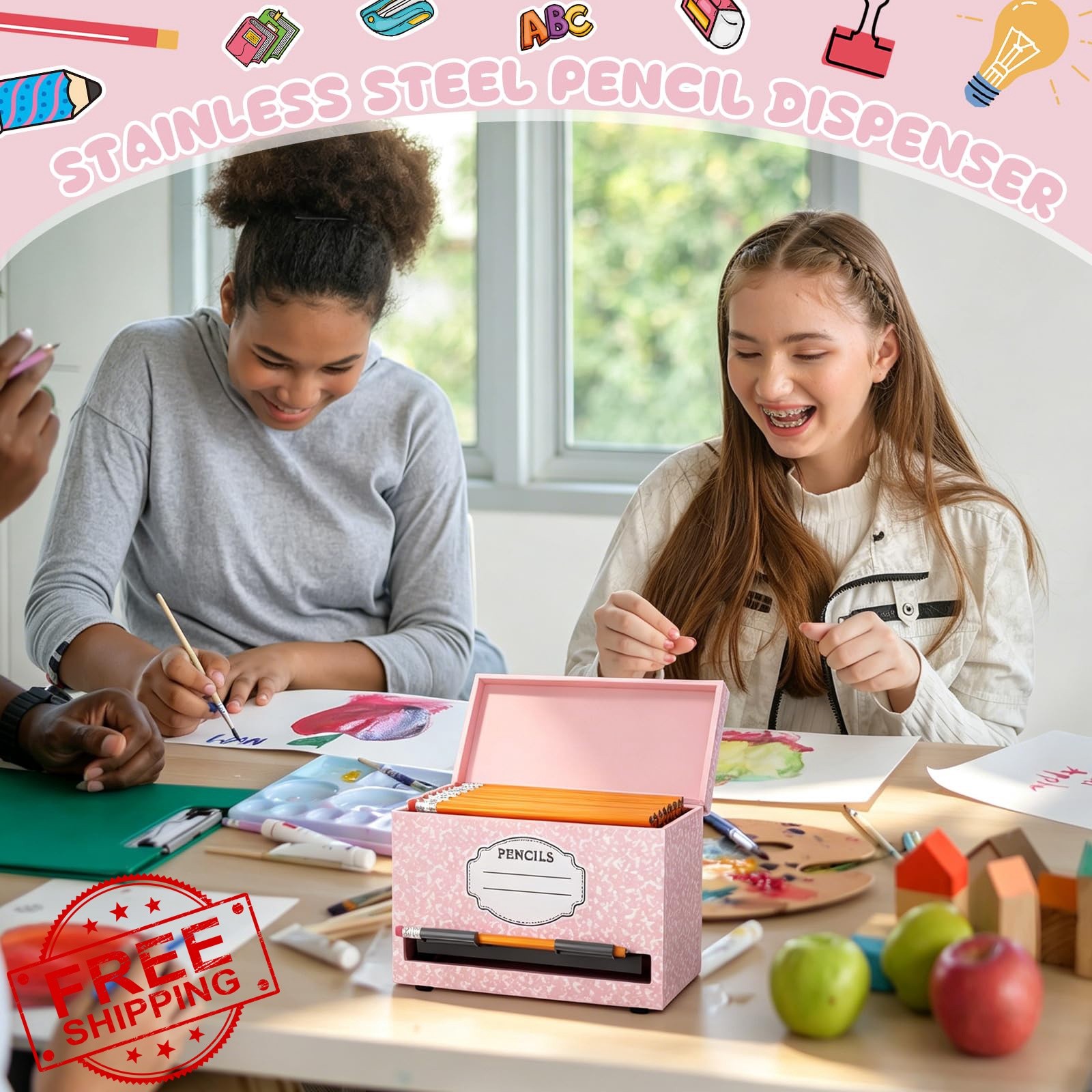 Yalikop Notebook Pink Pencil Dispenser