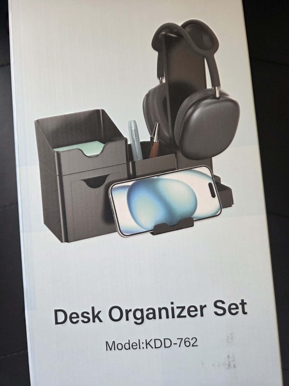 KDD-762 Desk Organizer with Phone and Headphones Holder