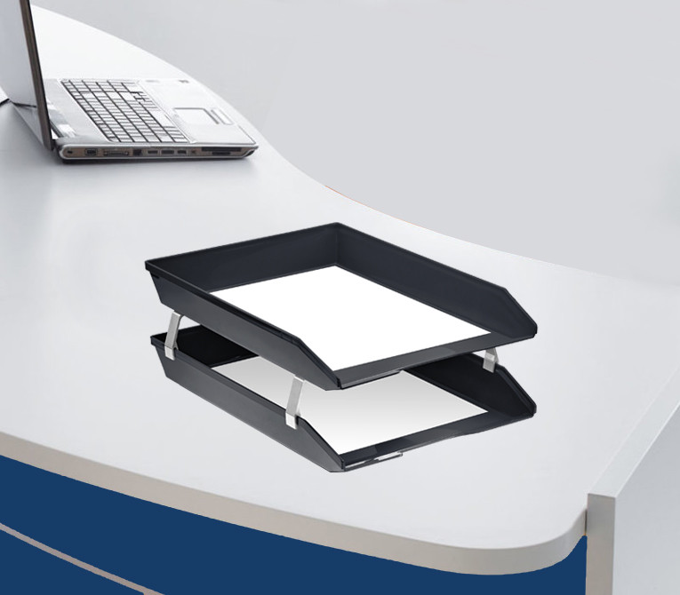 Acrimet Facility 2 Tiers Double Letter Tray Front Loading Design (Black Color)