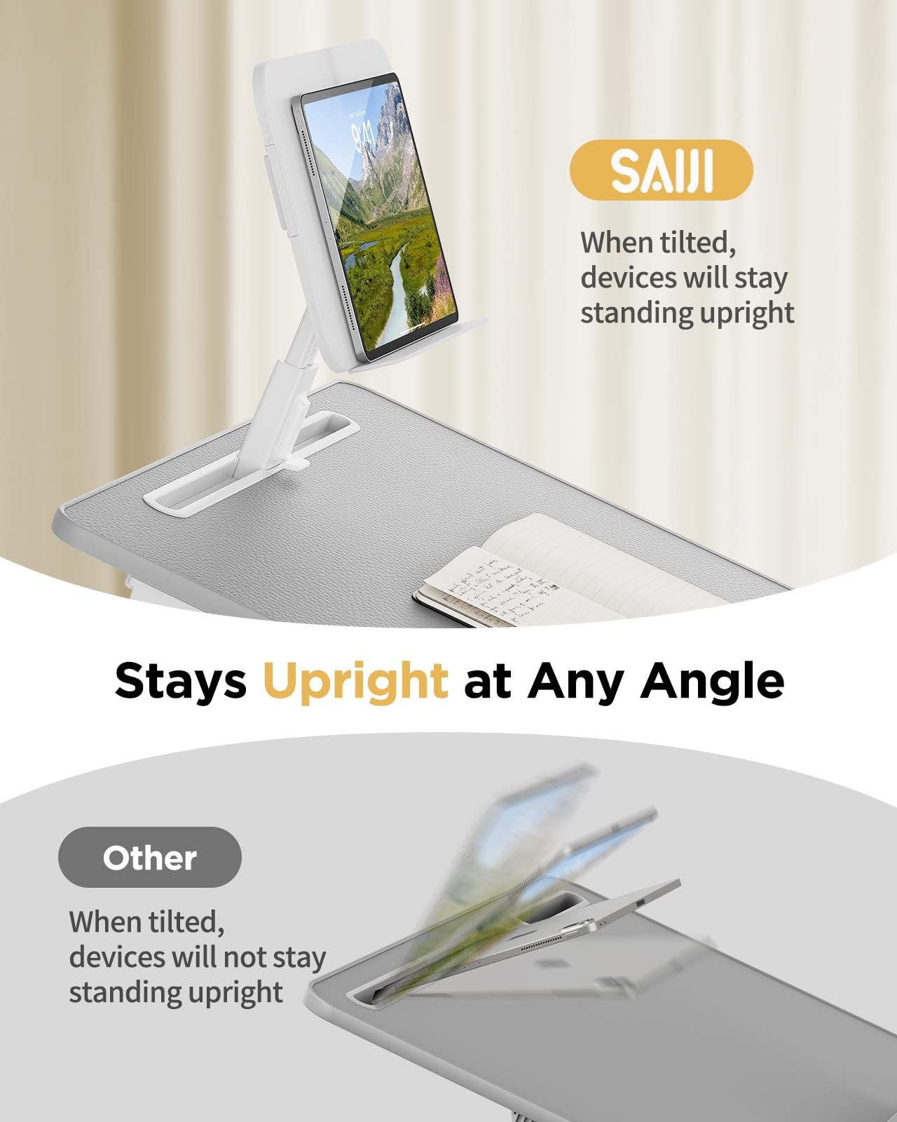 Saiji Laptop Desk For Bed Premium Xxl Extra Large Upgraded Height Angle