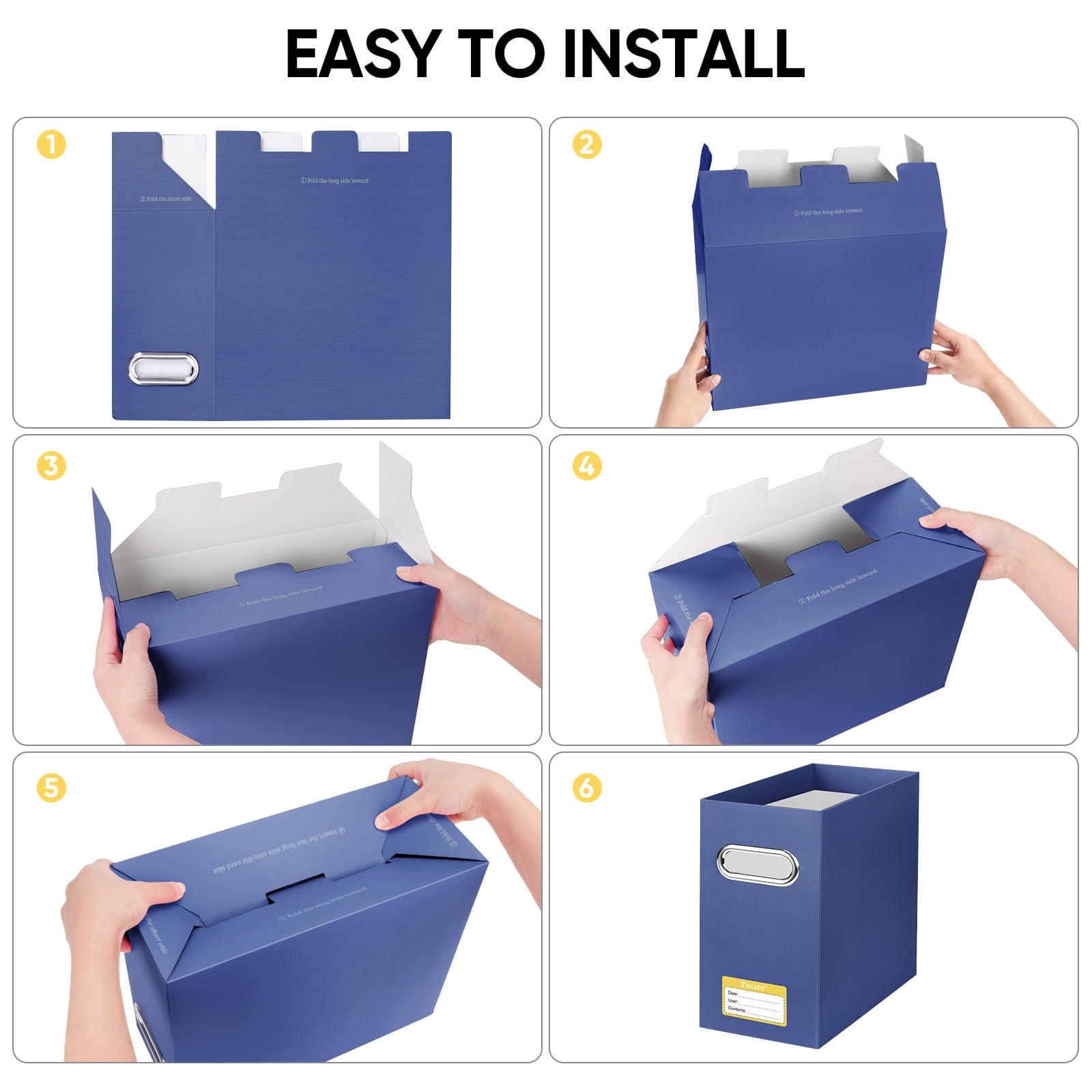 BALEINE File Organizer Box, Cardboard 12.25 x 5.38 x 9.75 inches, Navy