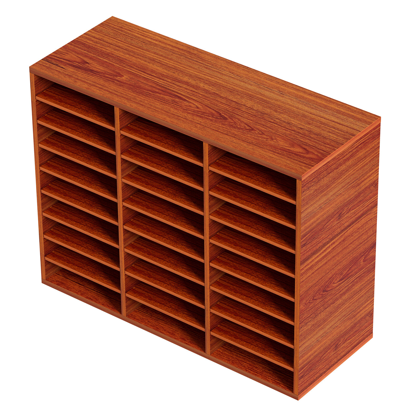 Wood Literature Organizer File Sorter Paper Storage Holder 27 Slots Brown
