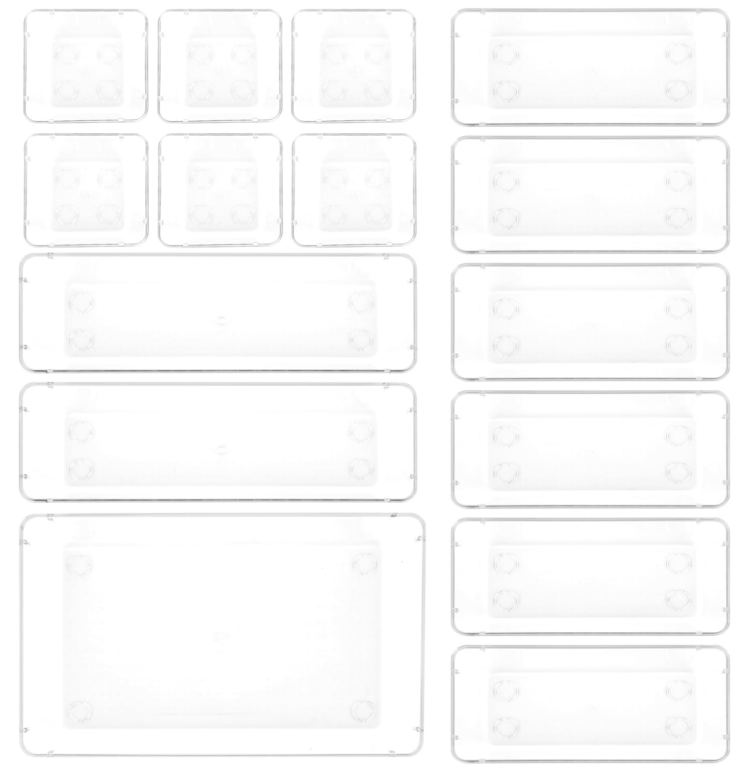 ATVAX 6 Pack Clear Drawer Organizer Set,Office Bin Desk 6PCS,