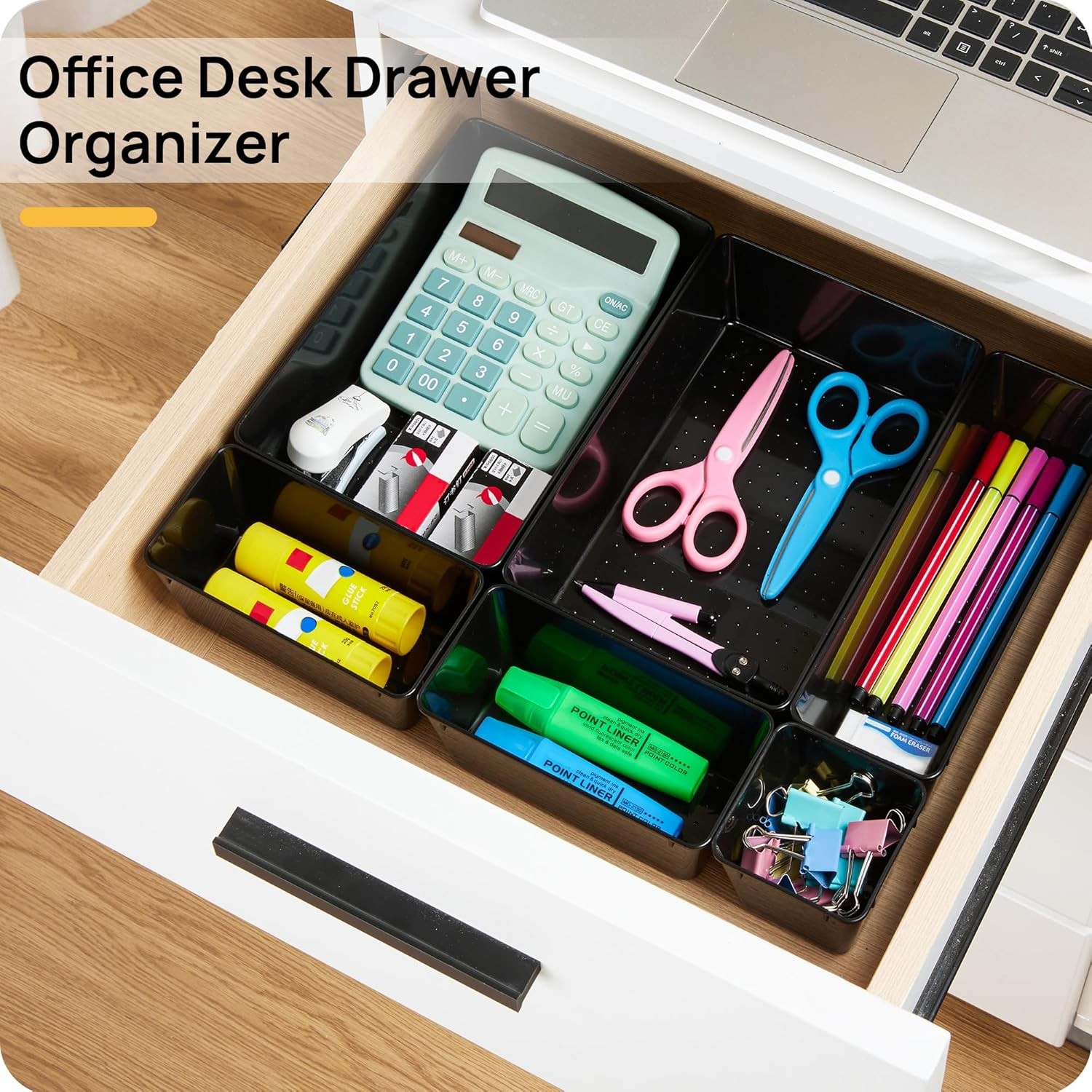 25 PCS Office Desk Drawer Organizers Set 4-Size Versatile Plastic Drawer