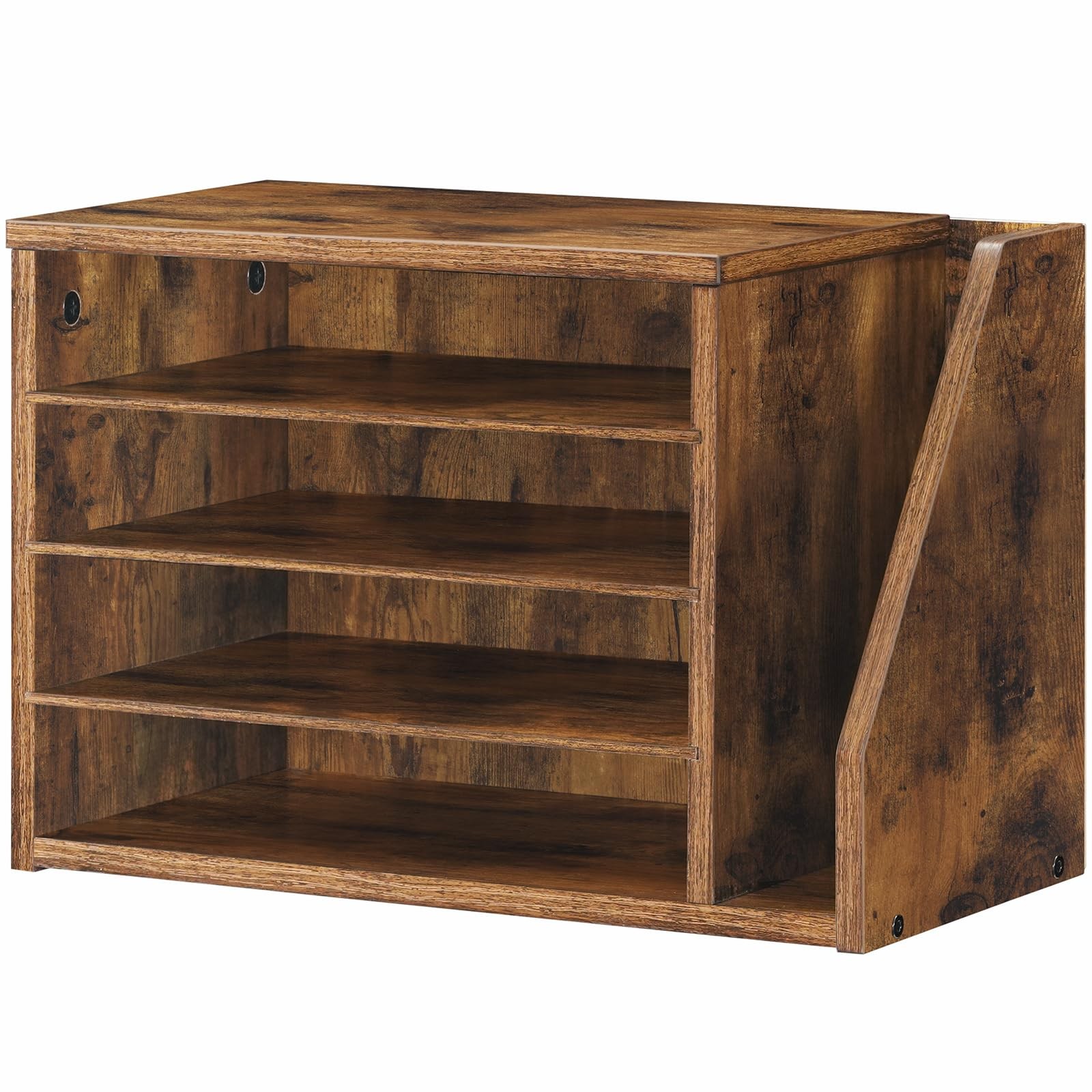 Rustic Brown Wood Mail Sorter Literature Organizer Adjustable Shelves FG41WF01