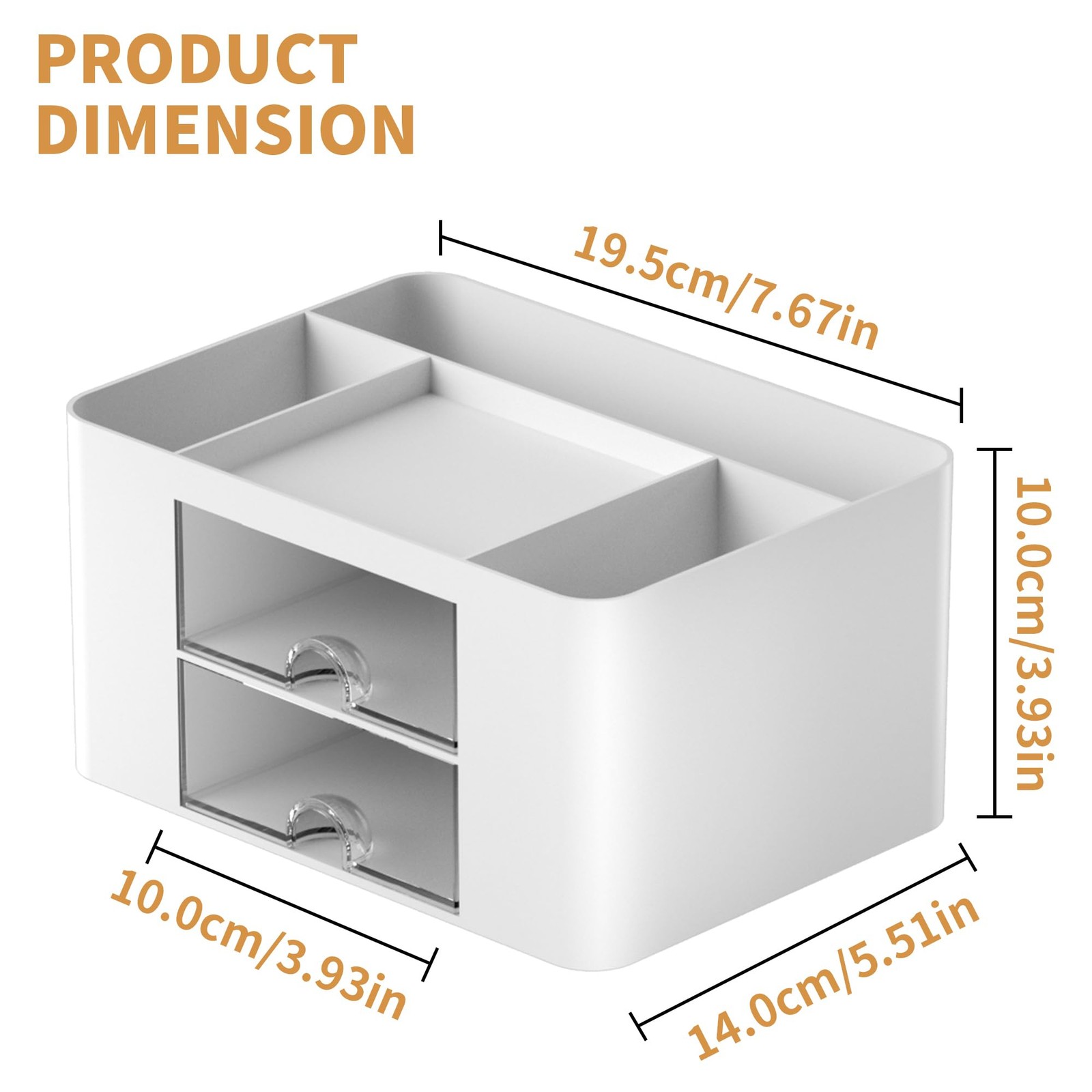 Desk Organizer with 2 Drawer 5 Compartments Pen Holder Office Supplies Storage