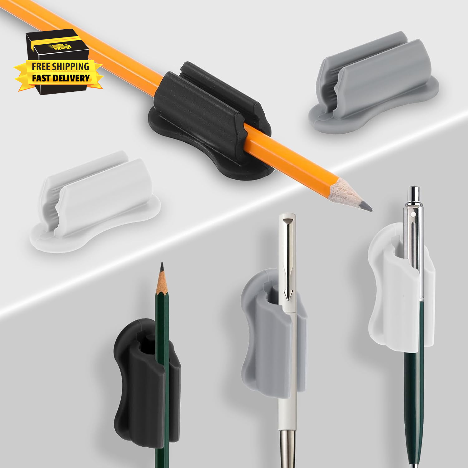 6 Pcs Adhesive Pen Holder for Wall, Sticky Silicone Desk Pencil Holder Marker Ho