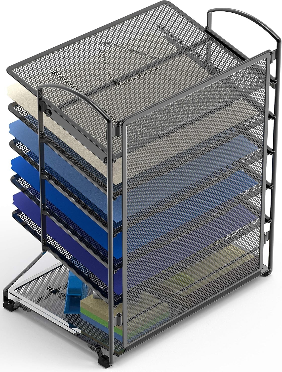Industrial 6-Tier Desk Organizer – Black Mesh Steel (2-Pack)